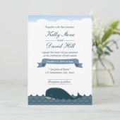 Classy Blue Whale & Zee Wedding Invitations Kaart (Staand voorkant)