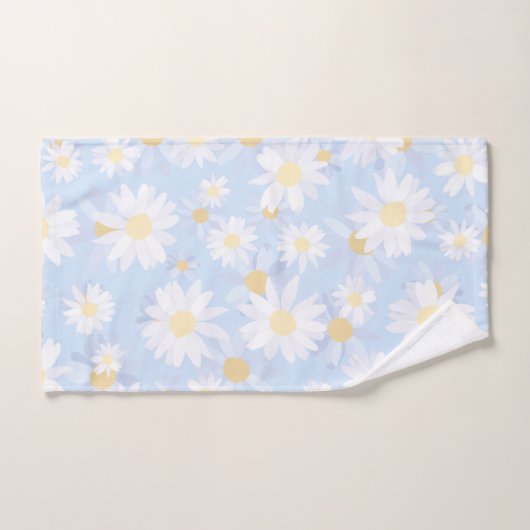 Classy Blue White Daisy Flowers Bad Handdoek (Handdoek)