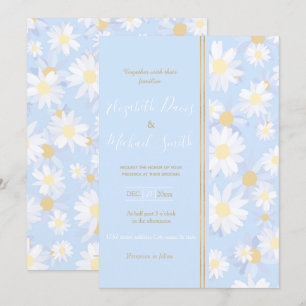 Classy Blue White Daisy Flowers Kaart