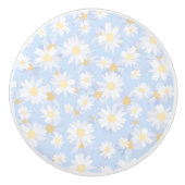 Classy Blue White Daisy Flowers Keramische Knop (Voorkant)