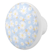 Classy Blue White Daisy Flowers Keramische Knop (Rechts)