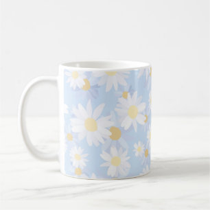 Classy Blue White Daisy Flowers Koffiemok