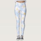 Classy Blue White Daisy Flowers Leggings (Voorkant)