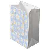 Classy Blue White Daisy Flowers Medium Cadeauzakje (Voorkant Gekanteld)