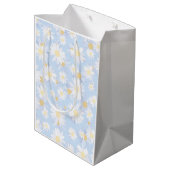 Classy Blue White Daisy Flowers Medium Cadeauzakje (Achterkant Gekanteld)