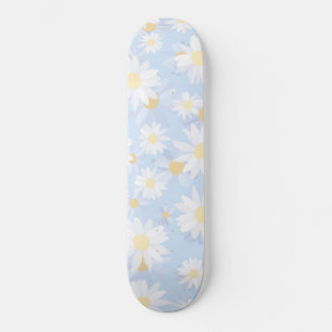 Classy Blue White Daisy Flowers Persoonlijk Skateboard