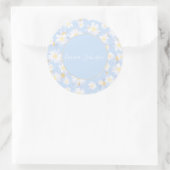 Classy Blue White Daisy Flowers Ronde Sticker (Tas)