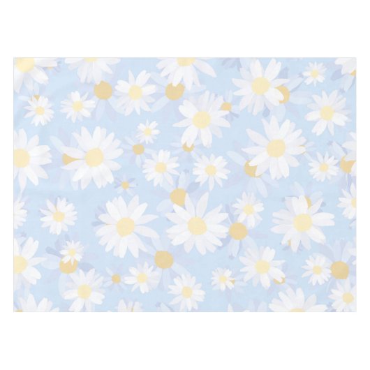Classy Blue White Daisy Flowers Tafelkleed (Voorkant (Horizontaal))