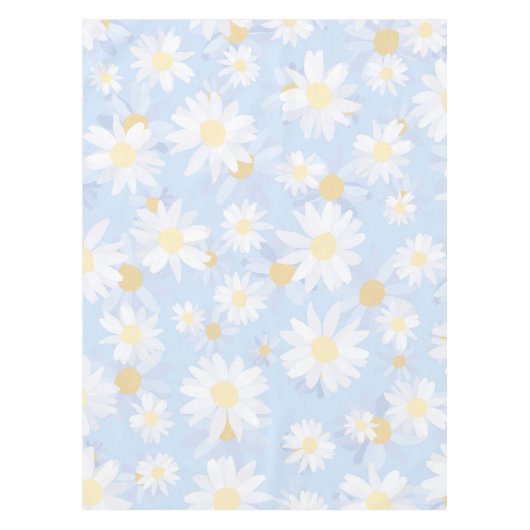 Classy Blue White Daisy Flowers Tafelkleed (Voorkant)