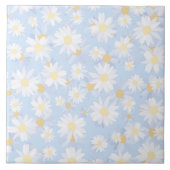 Classy Blue White Daisy Flowers Tegeltje (Voorkant)