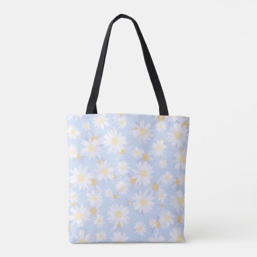 Classy Blue White Daisy Flowers Tote Bag (Achterkant)