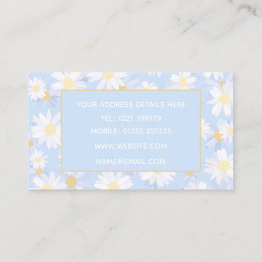 Classy Blue White Daisy Flowers Visitekaartje (Achterkant)