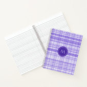 Classy Blue White Plaid Monogram Notitieboek (Binnen)