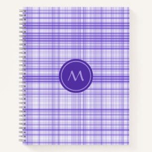 Classy Blue White Plaid Monogram Notitieboek