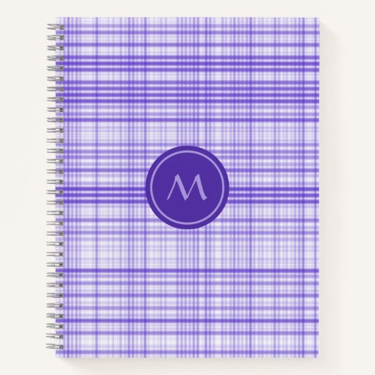 Classy Blue White Plaid Monogram Notitieboek (Voorkant)
