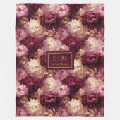 Classy Blush Bourgogne Goud Gepersonaliseerde Boho Fleece Deken (Voorkant)