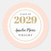 Classy Blush en Gold Personalized Afstuderen Ronde Sticker (Voorkant)