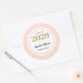 Classy Blush en Gold Personalized Afstuderen Ronde Sticker (Envelop)