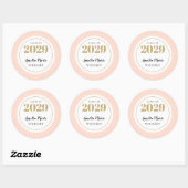 Classy Blush en Gold Personalized Afstuderen Ronde Sticker (Vel)