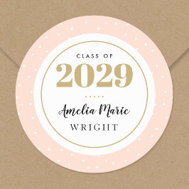Classy Blush en Gold Personalized Afstuderen Ronde Sticker