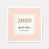 Classy Blush en Gold Personalized Afstuderen Servet (Voorkant)