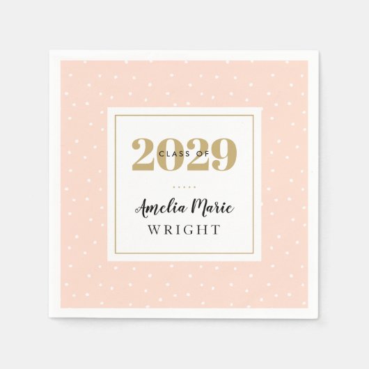 Classy Blush en Gold Personalized Afstuderen Servet (Voorkant)