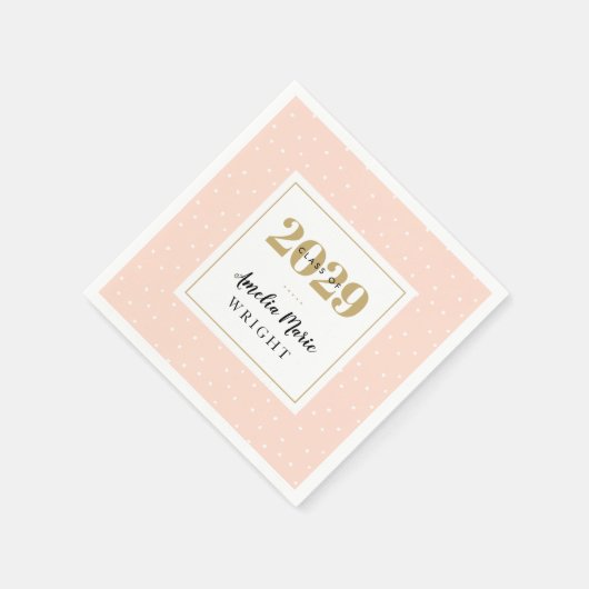 Classy Blush en Gold Personalized Afstuderen Servet (Hoek)