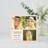 Classy Blush en Gold Photo Collage Afstuderen Kaart (Staand voorkant)