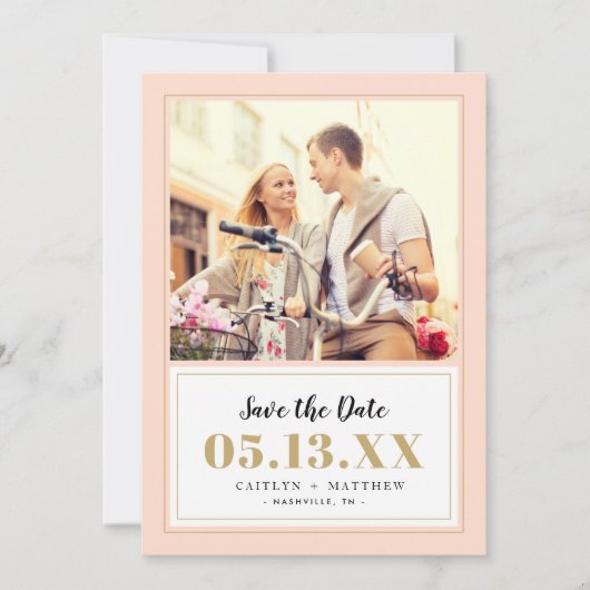 Classy Blush en Gold Photo Save the Date (Voorkant)