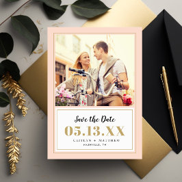 Classy Blush en Gold Photo Save the Date