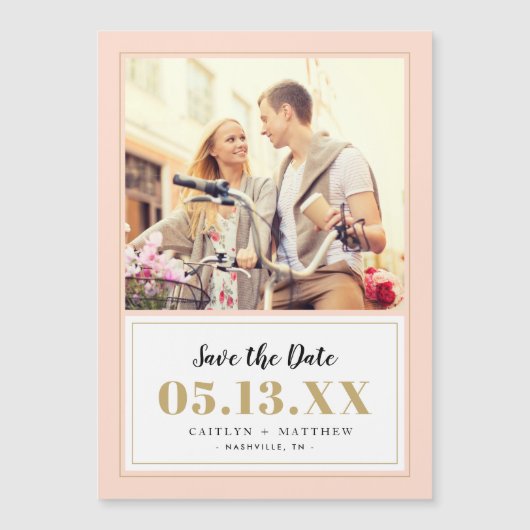 Classy Blush en Gold Photo Save the Date (Voorkant)