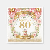 Classy Blush Glitter 80e verjaardag Party servette Servet (Voorkant)