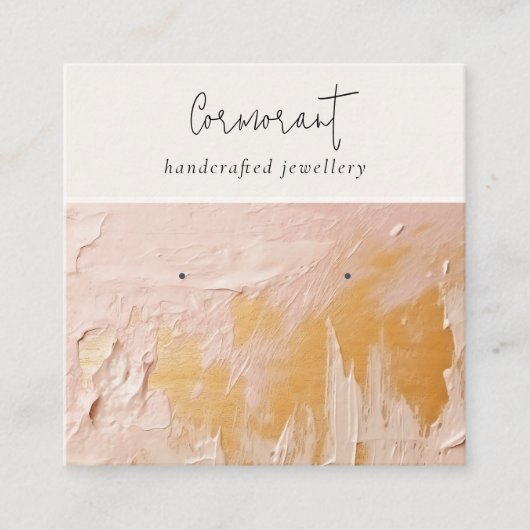 Classy Blush Gold Oil Paint Texture Oorbel Houder Vierkante Visitekaartje (Voorkant)