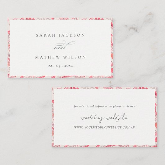 Classy Blush Paisley Typography Wedding Website Informatiekaartje (Voorkant / Achterkant)