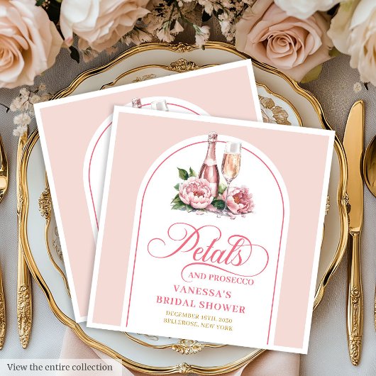Classy Blush Petals and Prosecco Bridal Napkins Servet