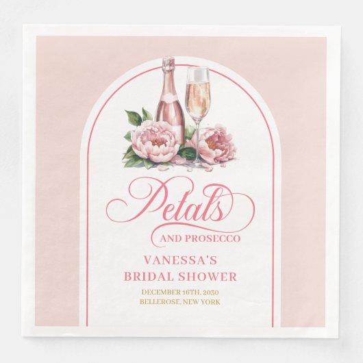 Classy Blush Petals and Prosecco Bridal Napkins Servet (Voorkant)