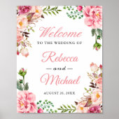 Classy Blush Pink Floral Wrap Welkomstteken Wedden Poster (Voorkant)