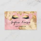 Classy Blush Pink Gold Glitter Drift Lash Makeup Visitekaartje (Voorkant)