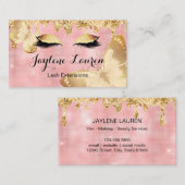 Classy Blush Pink Gold Glitter Drift Lash Makeup Visitekaartje (Voorkant / Achterkant)