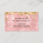 Classy Blush Pink Gold Glitter Drift Lash Makeup Visitekaartje (Achterkant)