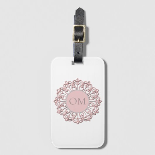 Classy Blush Pink Mandala OM Bagagelabel (Voorkant (verticaal))