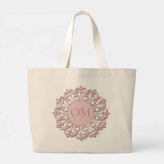 Classy Blush Pink Mandala OM Grote Tote Bag (Achterkant)