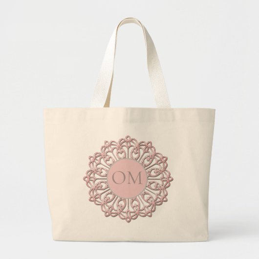 Classy Blush Pink Mandala OM Grote Tote Bag (Voorkant)