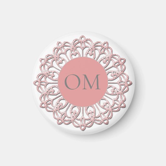 Classy Blush Pink Mandala OM Magneet (Voorkant)