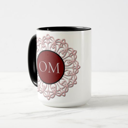 Classy Blush Pink Mandala OM Mok (Voorkant links)