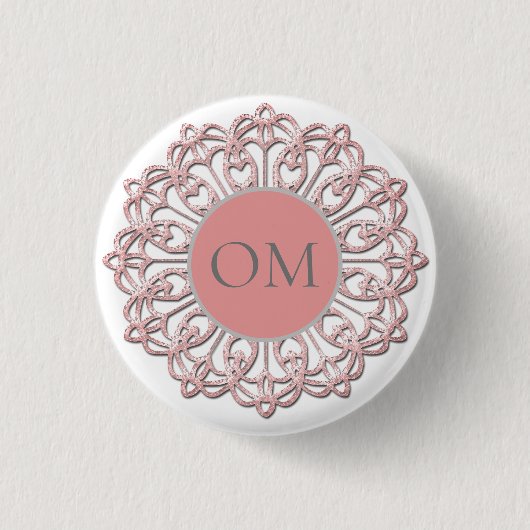 Classy Blush Pink Mandala OM Ronde Button 3,2 Cm (Voorkant)