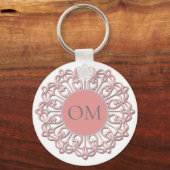 Classy Blush Pink Mandala OM Sleutelhanger (Voorkant)