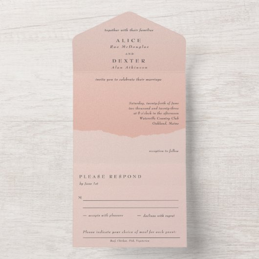 Classy Blush Roos Weddenschap in één uitnodiging (Binnen)