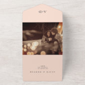 Classy Blush Roos Weddenschap in één uitnodiging (Buitenkant)