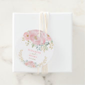 Classy Blush Roze Gouden Bloem Pioen Bruiloft Bedankjes Labels (In situ)
